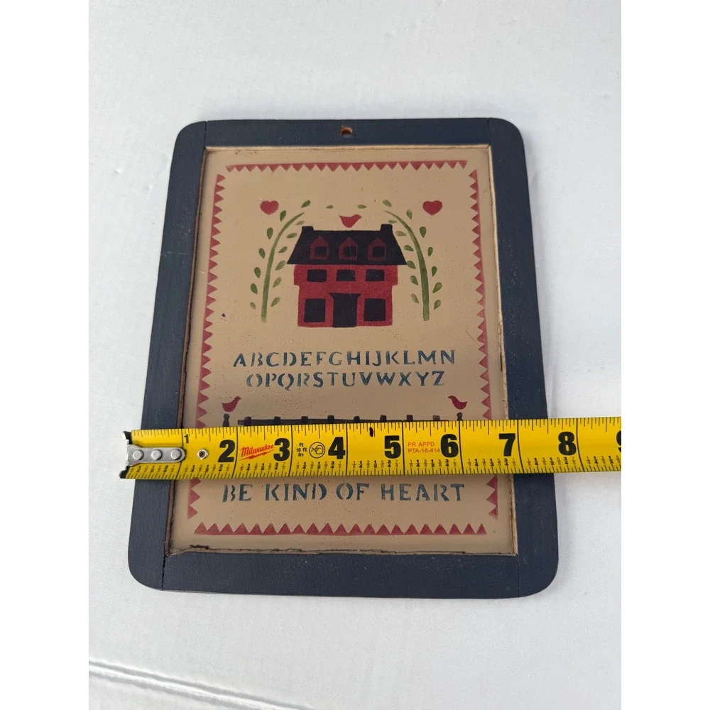 Primitive Folk Art Saltbox House Alphabet Wooden Wall Plaque Be Kind of Heart